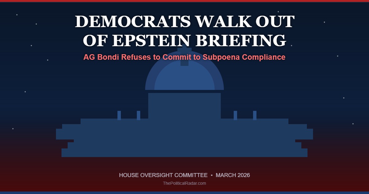 House Democrats Storm Out of Epstein Briefing, Accuse AG Bondi of Dodging Subpoena