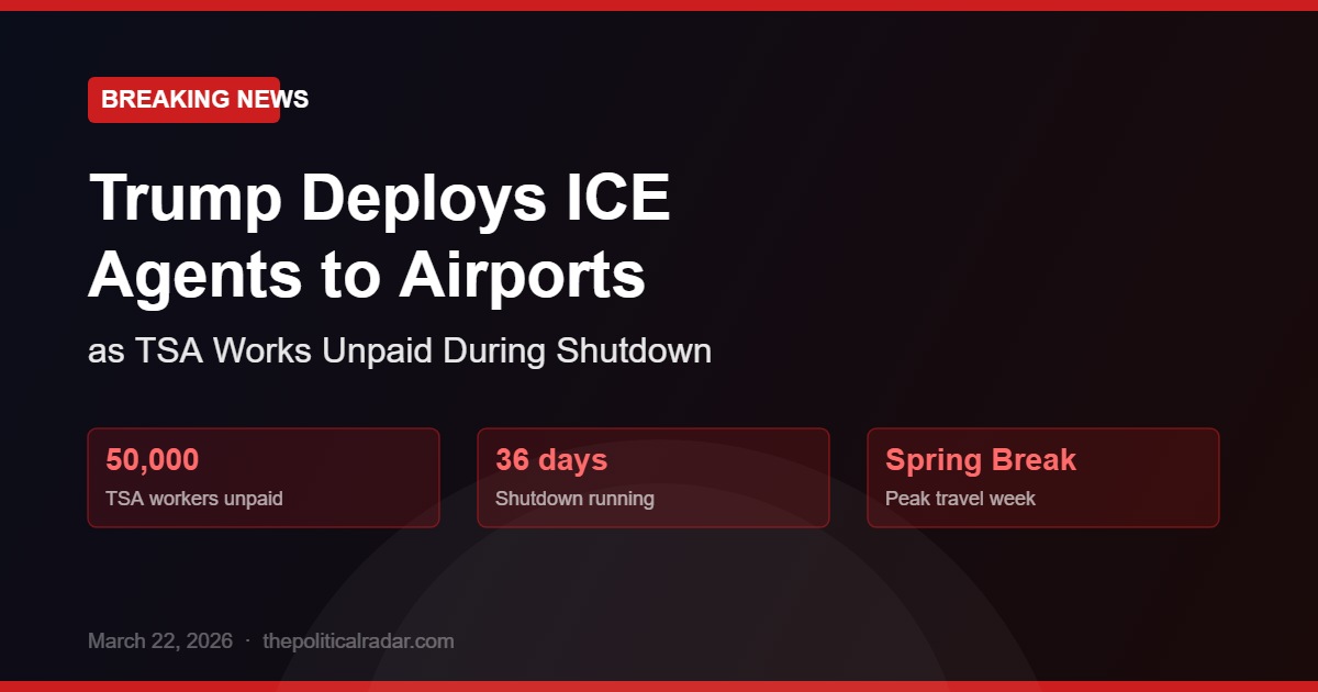 Trump Deploys ICE Agents to Airports as TSA Workers Go Unpaid During Government Shutdown